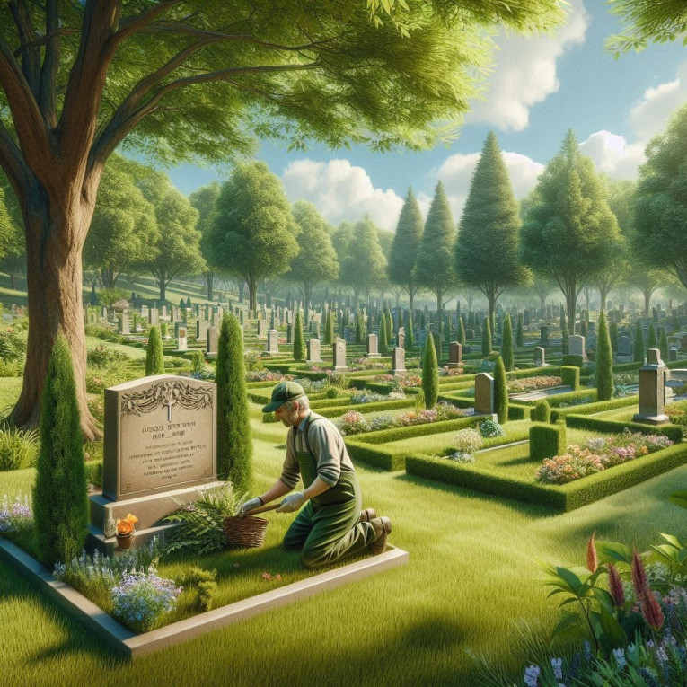 Prace przy nagrobku, grob...