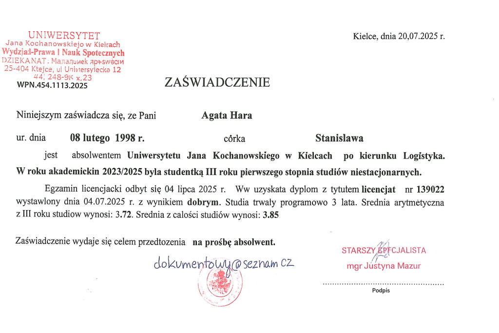 Zaświadczenie Absolwenta...