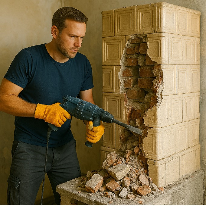 Rozbiórka pieca kaflowego...