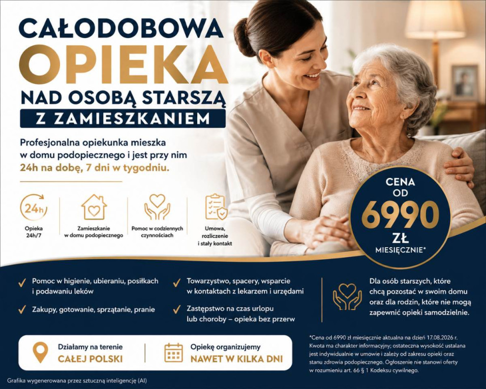 Usługa opieki od 6990 zł...