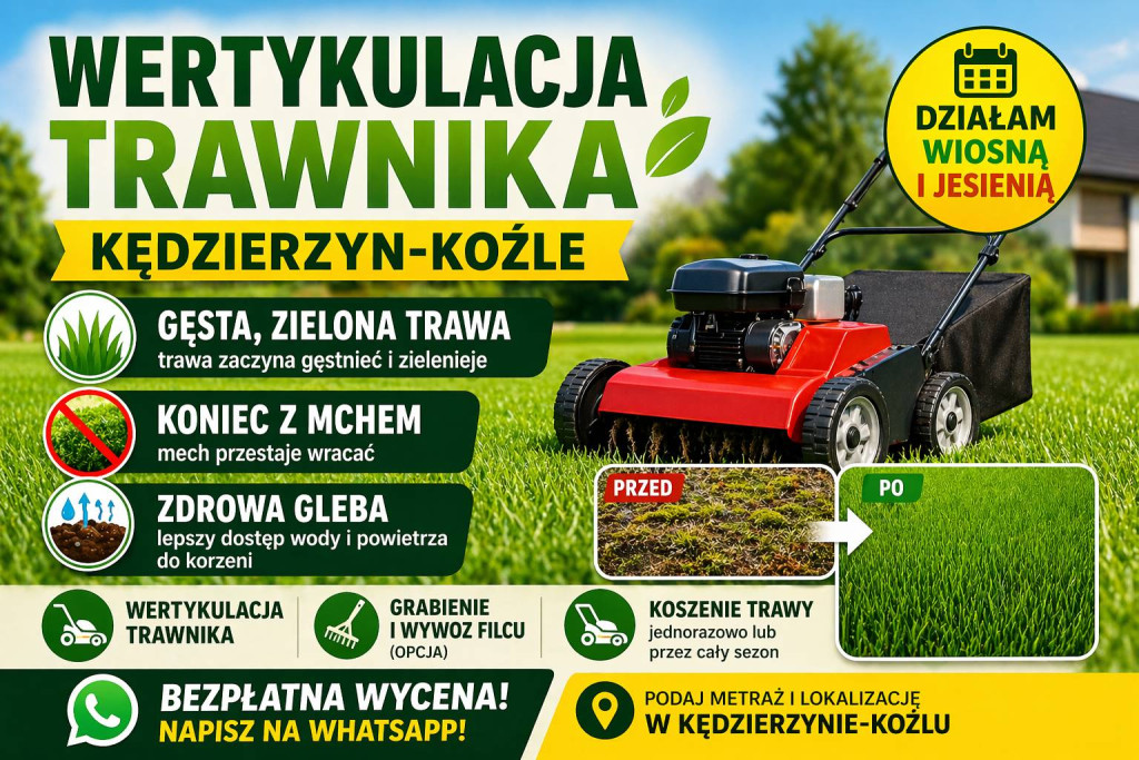Wertykulacja trawnika Kęd...